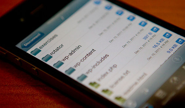 mobile Apple iPhone FTP app WordPress directory