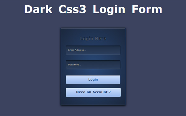 Dark CSS3 Login Form Tutorial