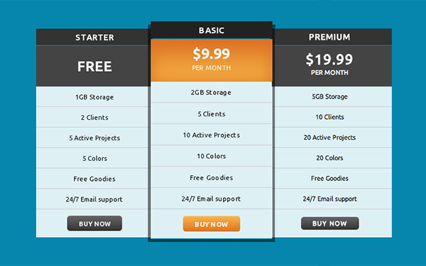 Build a Responsive Pricing Table with Neat Hover States